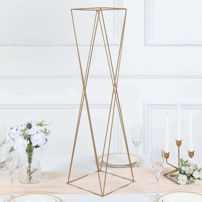 Gold geometric candle holder for elegant table settings.