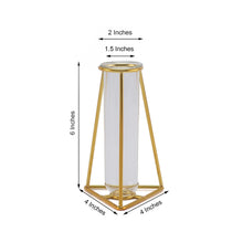 2 Pack of 6 Inch Gold Metal Triangle Frame Mini Geometric Test Tube Bud Vases