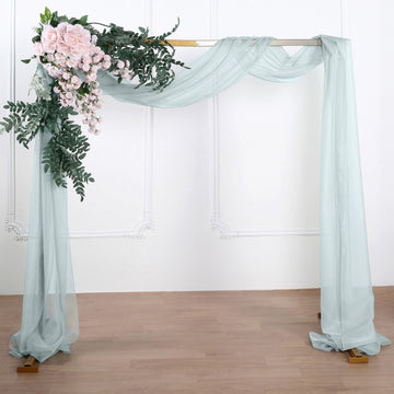 Ice Blue Sheer Organza Wedding Arch Drapery Fabric, Window Scarf Valance 18ft
