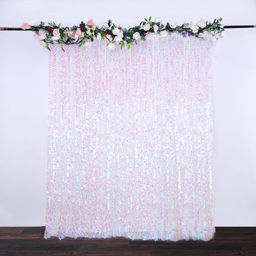 Iridescent Big Payette Sequin Divider Backdrop Curtain Panel, Photo Booth Event Drapes - 8ftx8ft