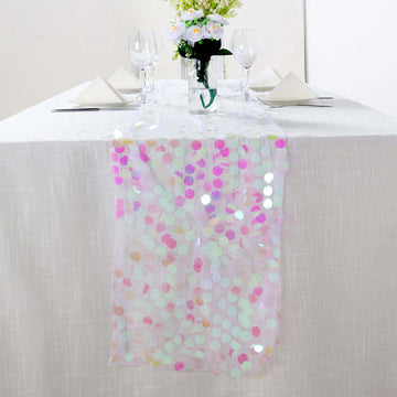 Iridescent Big Payette Sequin Table Runner 13"x108"