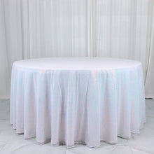 132 Inch Round Iridescent Blue Sequin Tablecloth
