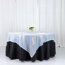 72 Inch x 72 Inch Iridescent Blue Sequin Square Table Overlay