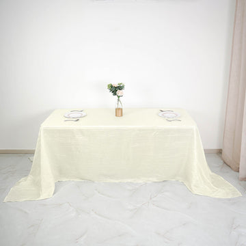 Elegant Ivory Accordion Crinkle Taffeta Tablecloth for a Luxurious Touch
