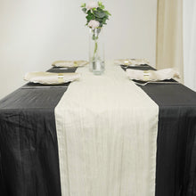 Ivory Accordion Crinkle Taffeta Fabric Table Linen Runner 12 Inch x 108 Inch