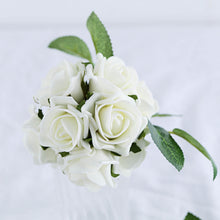Ivory Artificial Foam Flowers with Flexible Stem and Leaves 2 Inch 24 Roses