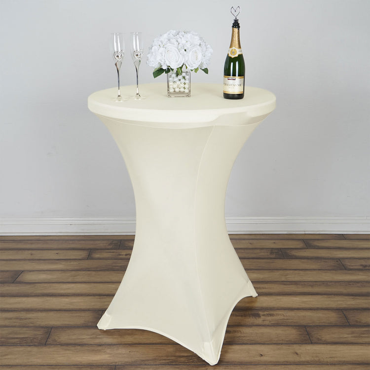 Ivory Spandex Cocktail Table Cover