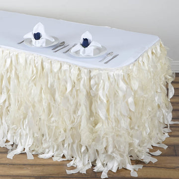Ivory Curly Willow Taffeta Table Skirt 14ft