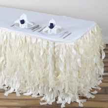 Ivory Curly Willow Taffeta Table Skirt 14 Feet