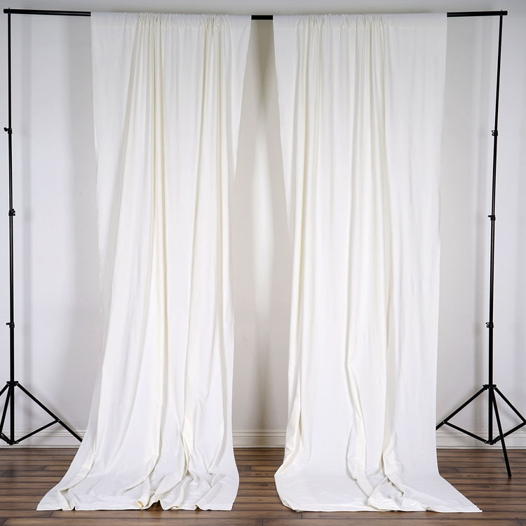 2 Pack Ivory Scuba Polyester Curtain Panel Inherently Flame Resistant Backdrops