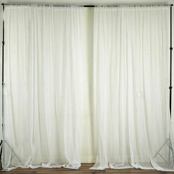 Ivory Fire Retardant Sheer Organza Premium Curtain Panel Backdrops With Rod Pockets - 10ft#whtbkgd