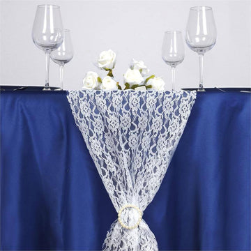 Ivory Floral Lace Table Runner 12"x108"