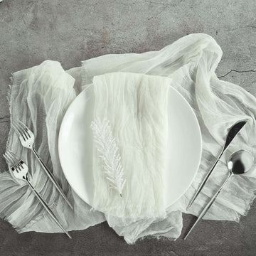 5 Pack | Ivory Gauze Cheesecloth Boho Dinner Napkins | 24"x19"