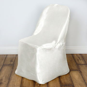 Elevate Your Event with Ivory Glossy Satin Folding Chair Covers