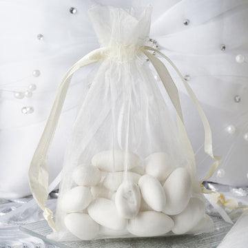 Elegant Ivory Organza Drawstring Wedding Party Favor Gift Bags 4"x6"