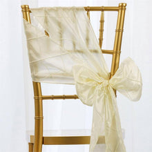 5 PCS | 7 Inch x 106 Inch | Ivory Pintuck Chair Sash | eFavorMart#whtbkgd