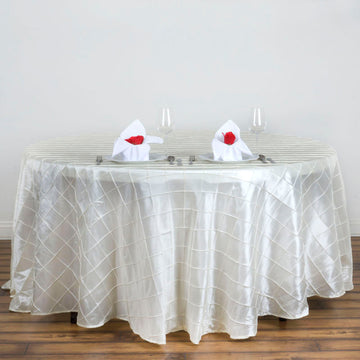 120" Ivory Pintuck Round Seamless Tablecloth