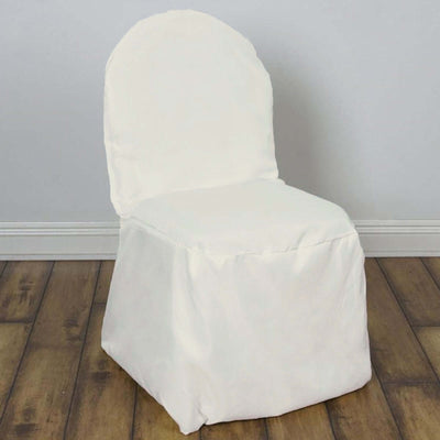 White chair cover with a fitted design for elegant events