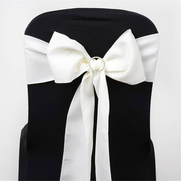 5 Pack | 6"x108" Ivory Polyester Chair Sashes