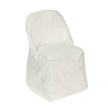 Ivory Polyester Folding Chair Cover, Reusable Stain Resistant Slip On Chair Cover#whtbkgd
