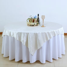 72x72Inch Ivory Premium Velvet Table Overlay, Square Tablecloth Topper