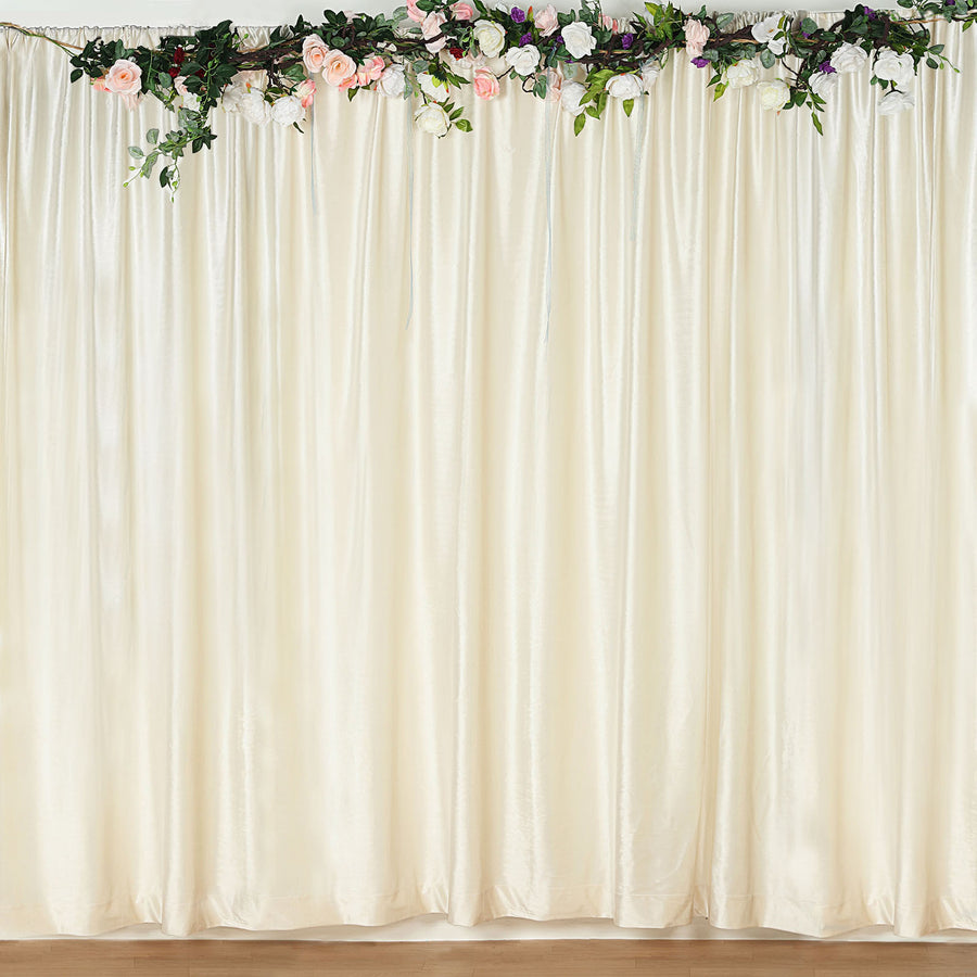 8 Feet Ivory Premium Velvet Material Curtain Panel Backdrop Stand 