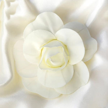 6 Pack | 8" Ivory Real Touch Artificial Foam DIY Craft Roses