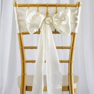 5 Pack Ivory Satin Chair Sashes 6"x106"