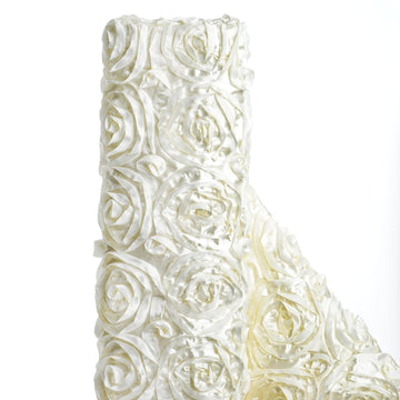 Ivory Satin Rosette Fabric By The Bolt, DIY Craft Fabric Roll 54"x4yd