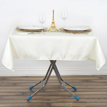 54"x54" Ivory Seamless Premium Polyester Square Tablecloth - 200GSM