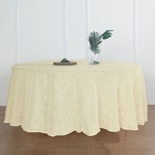 120 Inch Round Ivory Linen Tablecloth With Slubby Textured Finish