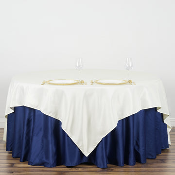 Elevate Your Event Decor with Ivory Square Polyester Table Overlay