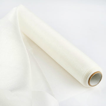 12"x10yd | Ivory Sheer Chiffon Fabric Bolt, DIY Voile Drapery Fabric