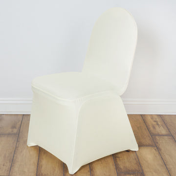 Ivory Spandex Stretch Fitted Banquet Chair Cover 160 GSM