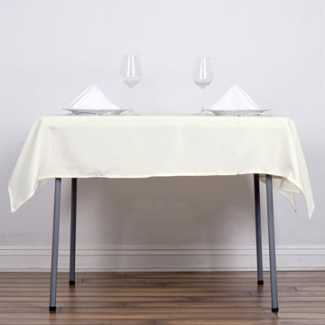 Elegant Ivory Square Seamless Polyester Tablecloth 54"x54"
