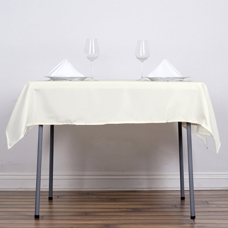 Square Ivory Polyester Tablecloth 54 Inch