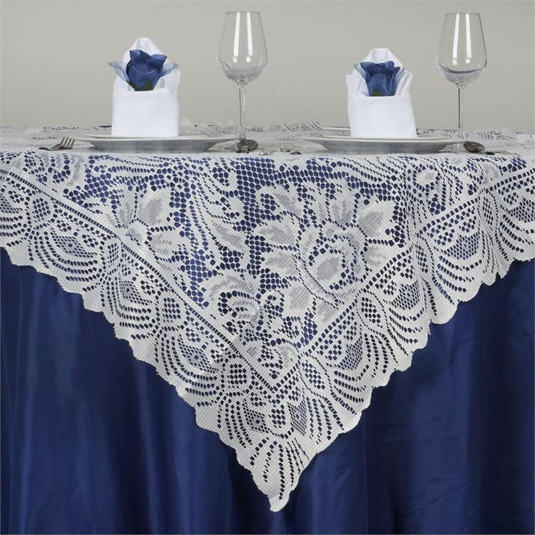 Ivory Lace Square Table Overlay 54 Inch x 54 Inch#whtbkgd