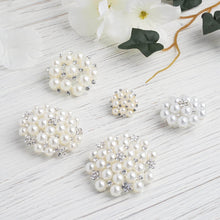 5 Pieces Ivory & White Dual Color Pearl & Rhinestone Floral Sash Pin Brooches