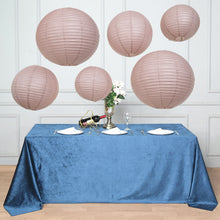 Set of 6 - Dusty Rose Hanging Paper Lanterns Round Assorted Size