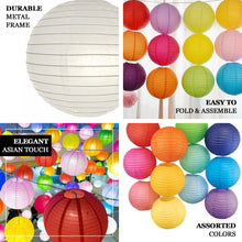 Set of 6 - Gold Hanging Paper Lanterns Round Assorted Size