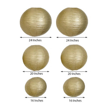 Ceiling hanging decor of gold paper lanterns with different sizes
