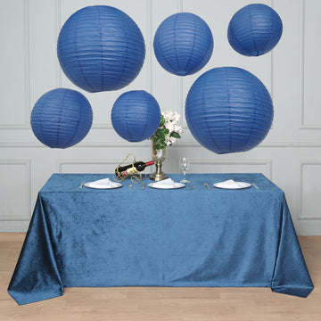 Add a Touch of Elegance with Navy Blue Hanging Paper Lanterns