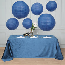 Set of 6 - Navy Blue Hanging Paper Lanterns Round Assorted Size