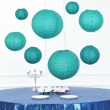 Durable and Exotic Turquoise Hanging Paper Lanterns