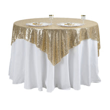 Square Table Overlay With Champagne Sequin 60 Inch x 60 Inch