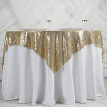 60 Inch x 60 Inch Champagne Sequin Table Overlay Square