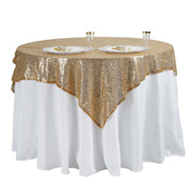 Square Table Overlay With Gold Sequin 60 Inch x 60 Inch