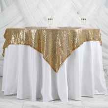 60 Inch x 60 Inch Gold Sequin Table Overlay Square
