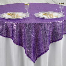 Square Table Overlay With Purple Sequins 60 Inch x 60 Inch#whtbkgd