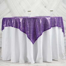 60 Inch x 60 Inch Purple Sequin Table Overlay Square
